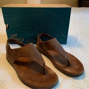 Chaco Wayfarer Post Brown Leather Sandals Size 8